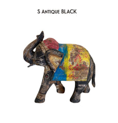 small antique elephant statue wood unique gift India vintage black elephants home decoration online authentic