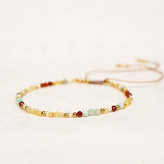 bracelet citrine mix gem gold plated Muja Juma armband kralenarmband vriendschapsarmband geel rood edelstenen uniek handgemaakt fairtrade