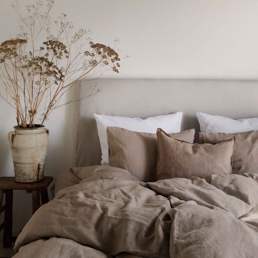 Bettbezug Leinen 2p Lits Jumeaux braun Kastanienbraun Bettwäsche Bettlaken hellbraun Sag mir mehr