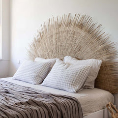 sun headboard palm leaf handwoven fairtrade Malawi bed 180cm hoofdbord hoofdeinde achterwand