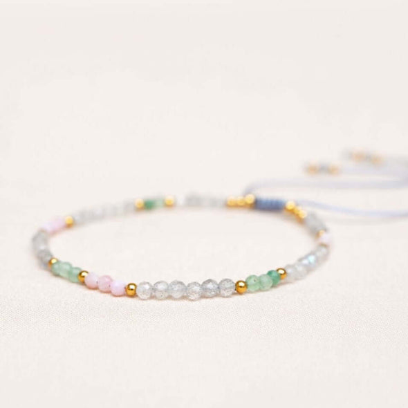 bracelet labradorite pattern gem gold plated aventurine pink opal pearl beads 