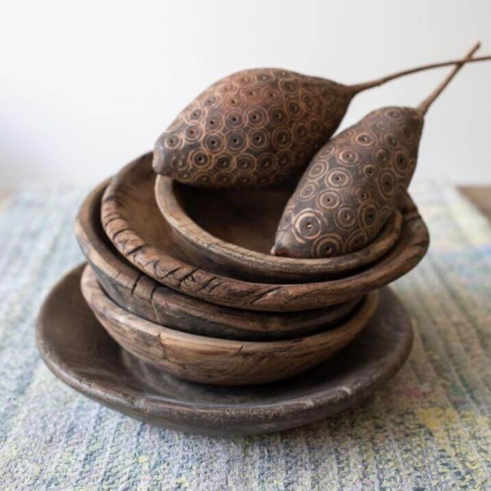 Recycled Wood Chapati Bowl Van verre fair trade houten fruitschaal