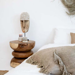 Corfu kruk wooden stool spiral fairtrade eco sustainable Bazar Bizar