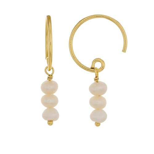 Mujajuma vergulde oorbellen kraaltjes 3mm earrings stick beads gem