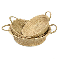 Bazar Bizar raffia mand naturel l large basket tray fairtrade eco natural boho style interieur