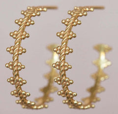 Mujajuma earring aino hoop triple dots gold plated