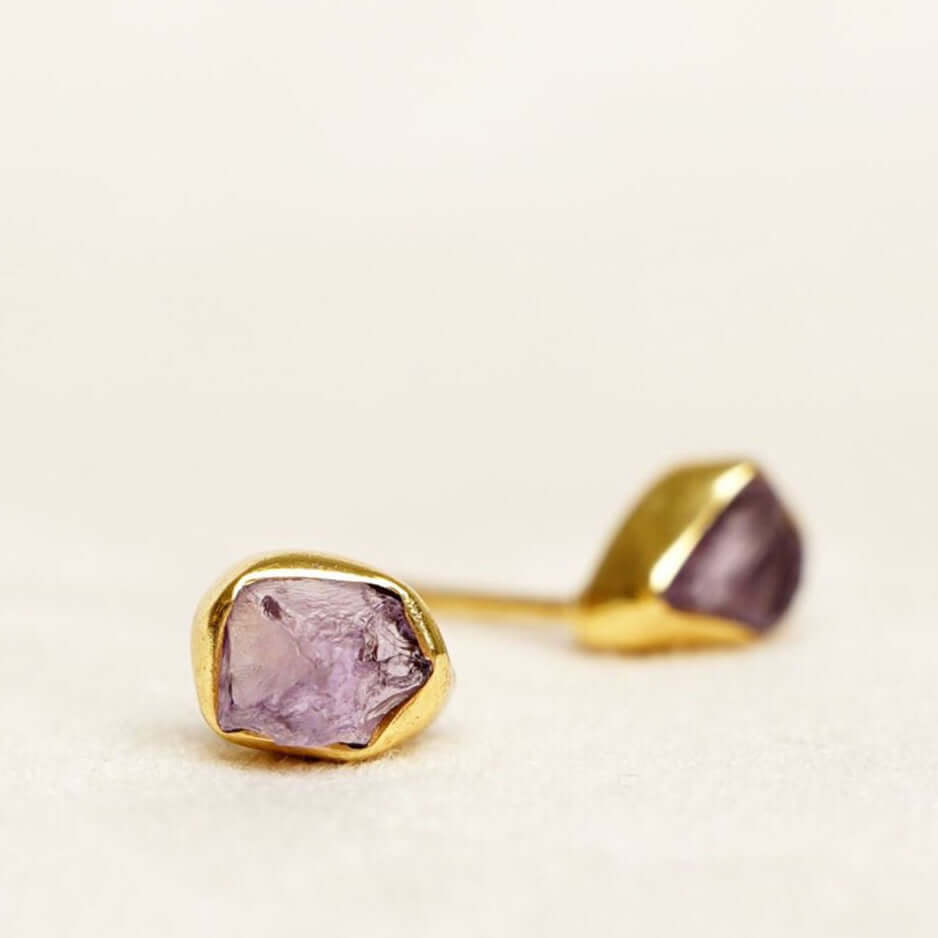 birthstone earrings gold plated silver sterling amethyst February 