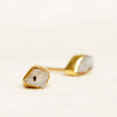 Muja Juma birthstone earrings June pearl gold plated silver sterling handmade