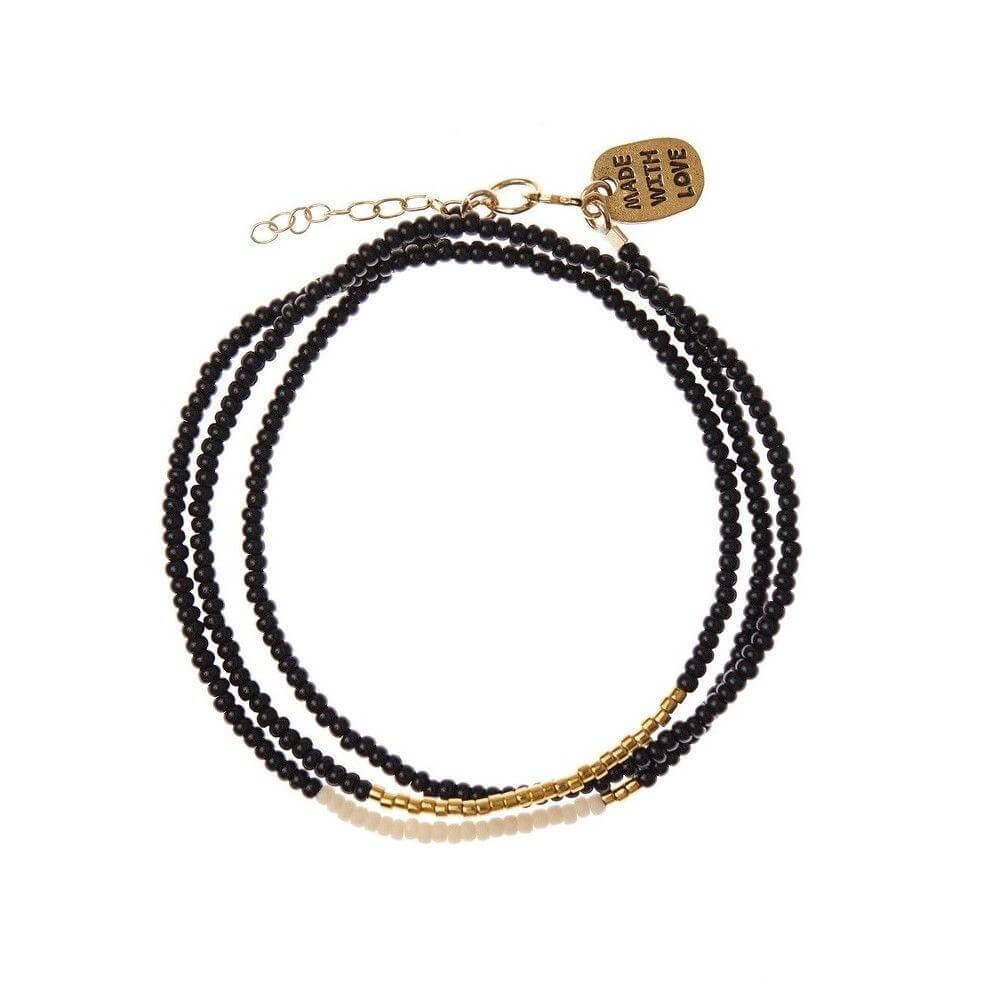 armband kralen glazen zwart goud roze Sidai Designs editor bracelet triple