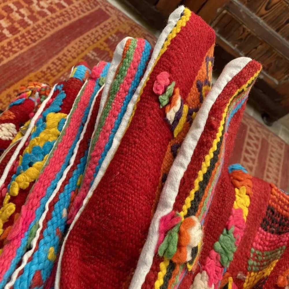 Boujad kussen 60x60 cm Marokko kilim cushion large red Souk in the City