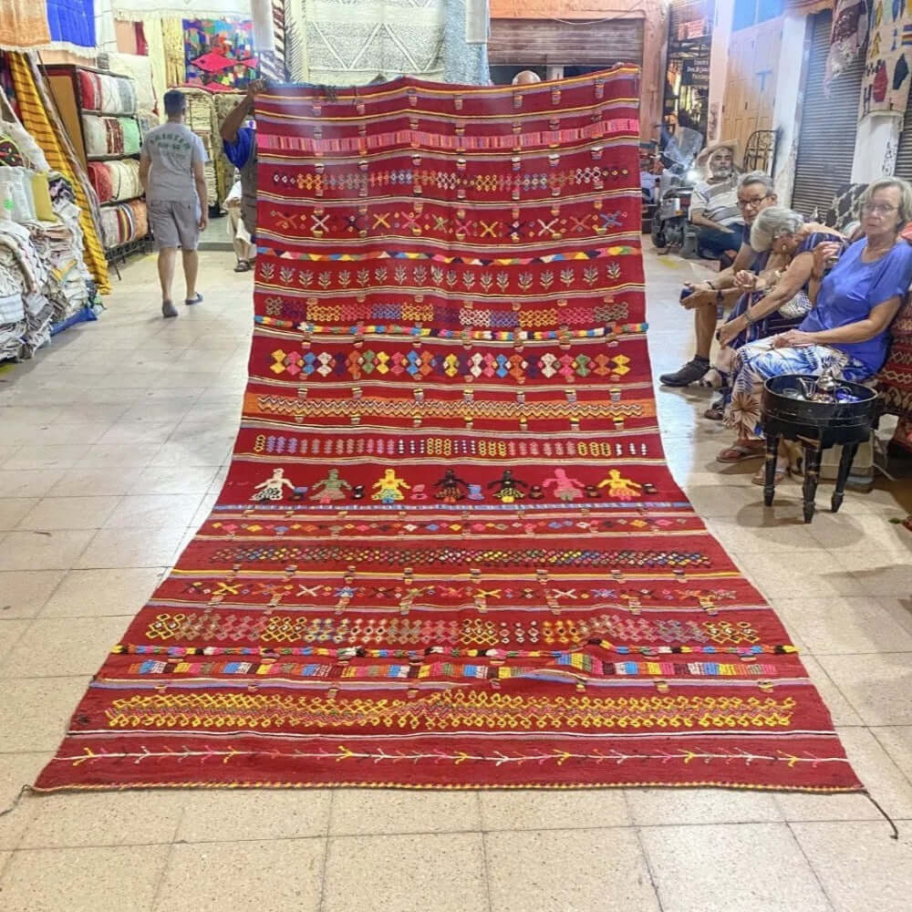 Boujad kussen 60x60 cm Marokko kilim cushion large red Souk in the City