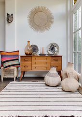 kleurrijke dekens boho chic interieur beige strepen wonen Frazada dekens fairtrade Bolivia blankets rug vloerkleed uniek