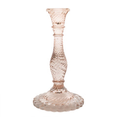 glazen kandelaar oud roze recycled glas 23 cm twist recycled glass candlestick dusty pink