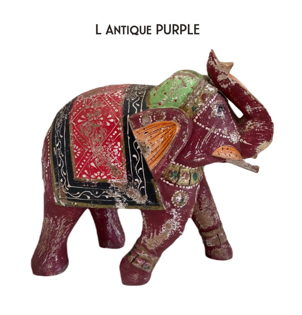 overschot Eigenwijs 945 Wooden antique Elephant, handpainted in different colours