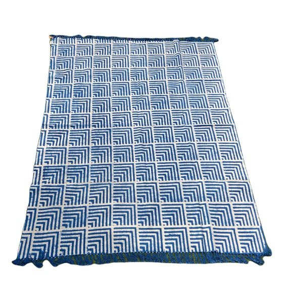 Indigo rug blauw vloerkleed uniek handgemaakt woondecoratie de Weldaad tapijt