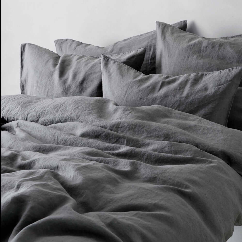 Duvet cover linen 220x240 cm, Grey/white