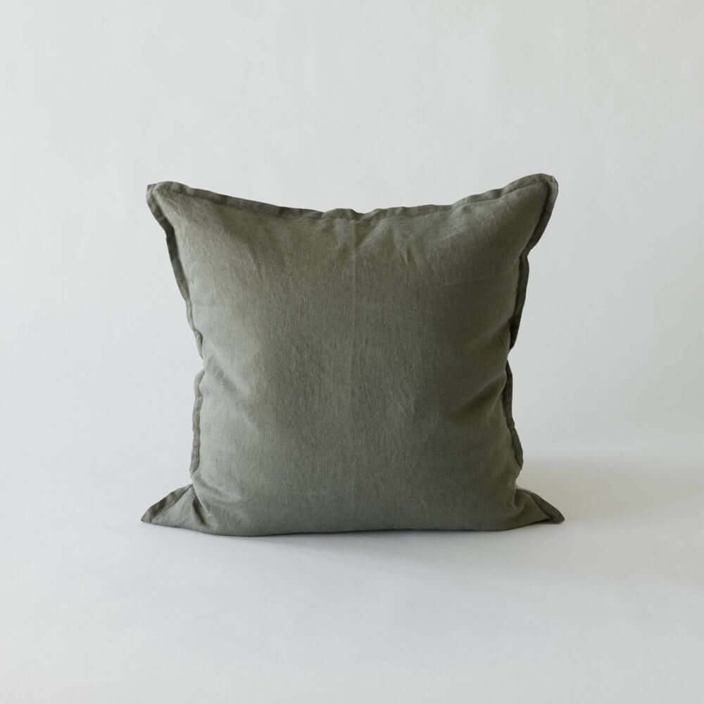 Linen cushion cover khaki green 50x50 cm Tell Me More linnen kussenhoes groen
