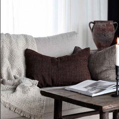 Tell Me More Margaux cushion cover cinnamon 40x60 cm linen pillowcase donkerbruine linnen kussenhoes