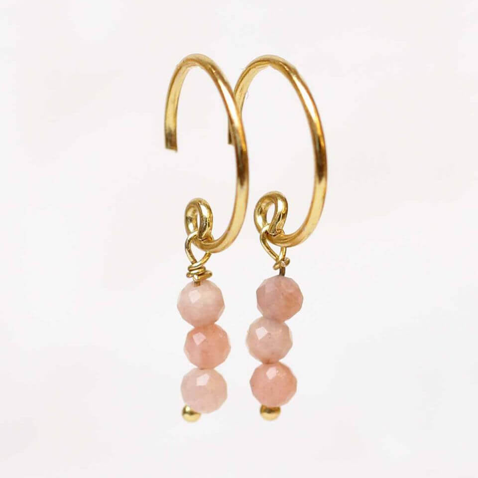 Mujajuma vergulde oorbellen kraaltjes 3mm earrings stick beads gem