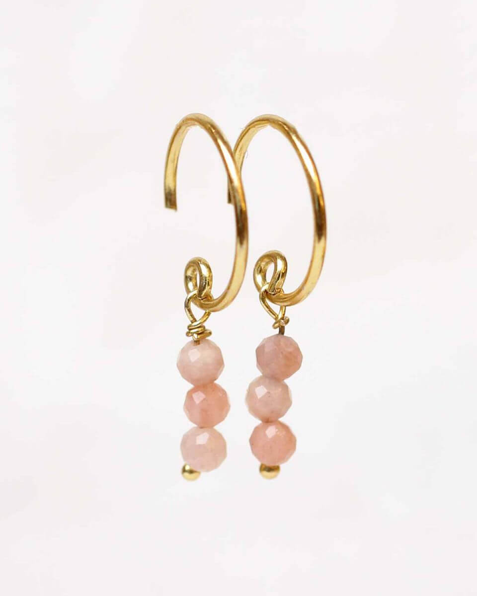 Mujajuma vergulde oorbellen kraaltjes 3mm earrings stick beads gem