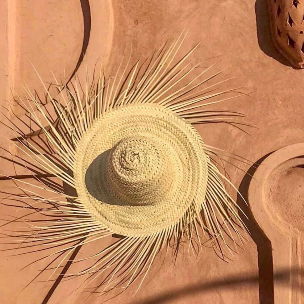 palm hat fringes natural boho style wall decor Morocco hoed wanddecor