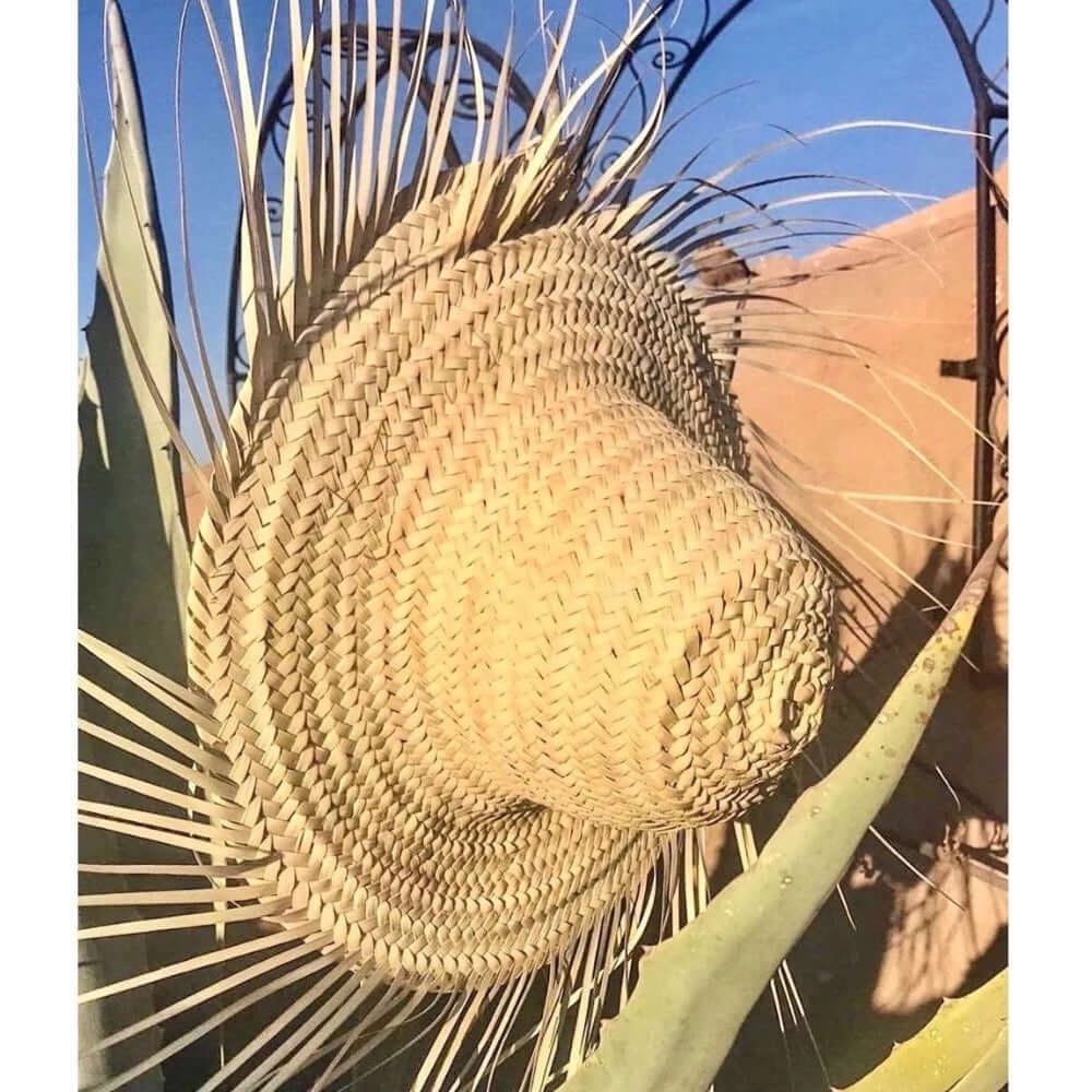 palm hat fringes natural boho style wall decor Morocco palmblad hoed boho muur