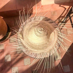 palm hat fringes natural boho style wall decor Morocco hoed naturel boho muur wand