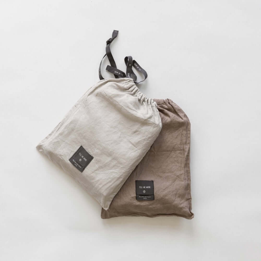 Kissenbezug Leinen 2er 50x70cm Tasche Kussensloop Beutel Bettwäsche Leinen Tell Me More