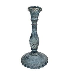 glazen kandelaar blauw recycled glas 23 cm twist recycled glass candlestick dusty blue