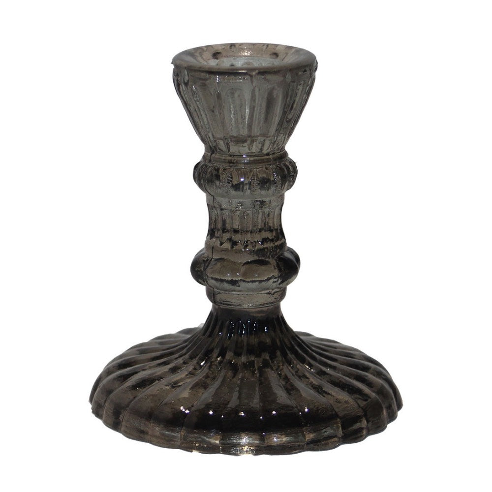 By Room recycled glass candlestick small smoke