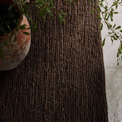 Sumak hemp rug 80 x 150 cm natural sustainable carpet handwoven dark brown hennep kleed tapijt 