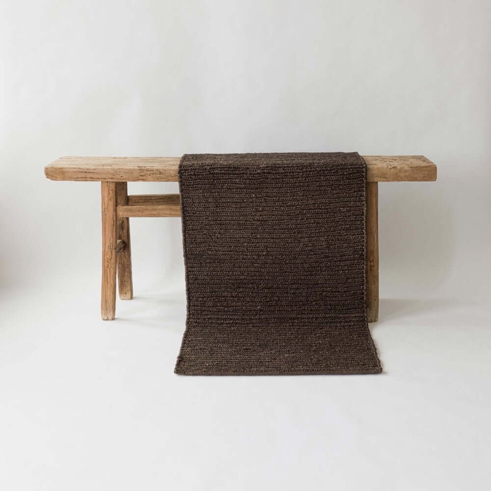 Sumak hemp rug 80x150cm Tell Me More dark brown sustainable carpet