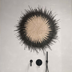 People of the Sun circle wall decor art boho black edges muurmand zon cirkel zwarte rand