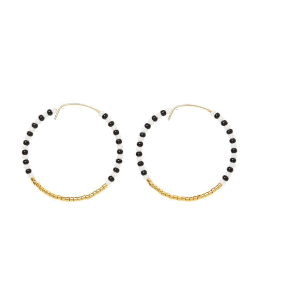 Sidai Design zebra hoop earrings oorbellen zwart wit goud kralen Masaai Masai